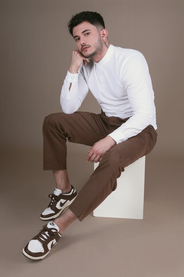 BROWN CARGO POCKETLESS TROUSERS - 3