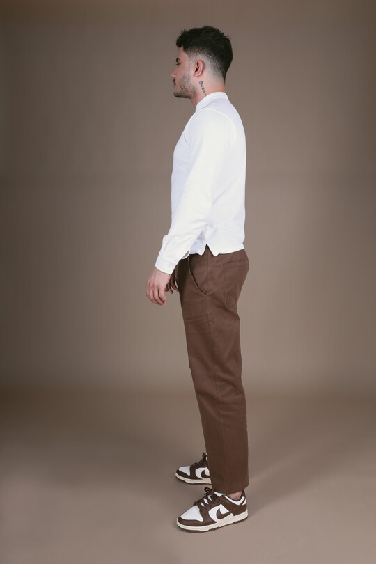 BROWN CARGO POCKETLESS TROUSERS - 4