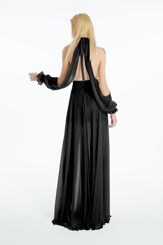 long dress with slit on the chest and back - 2